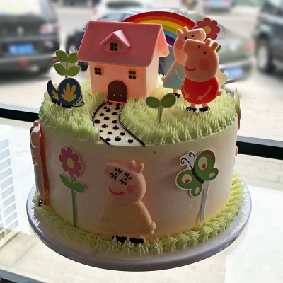 小猪佩琪仿生日蛋糕 卡通情景生日蛋糕10#